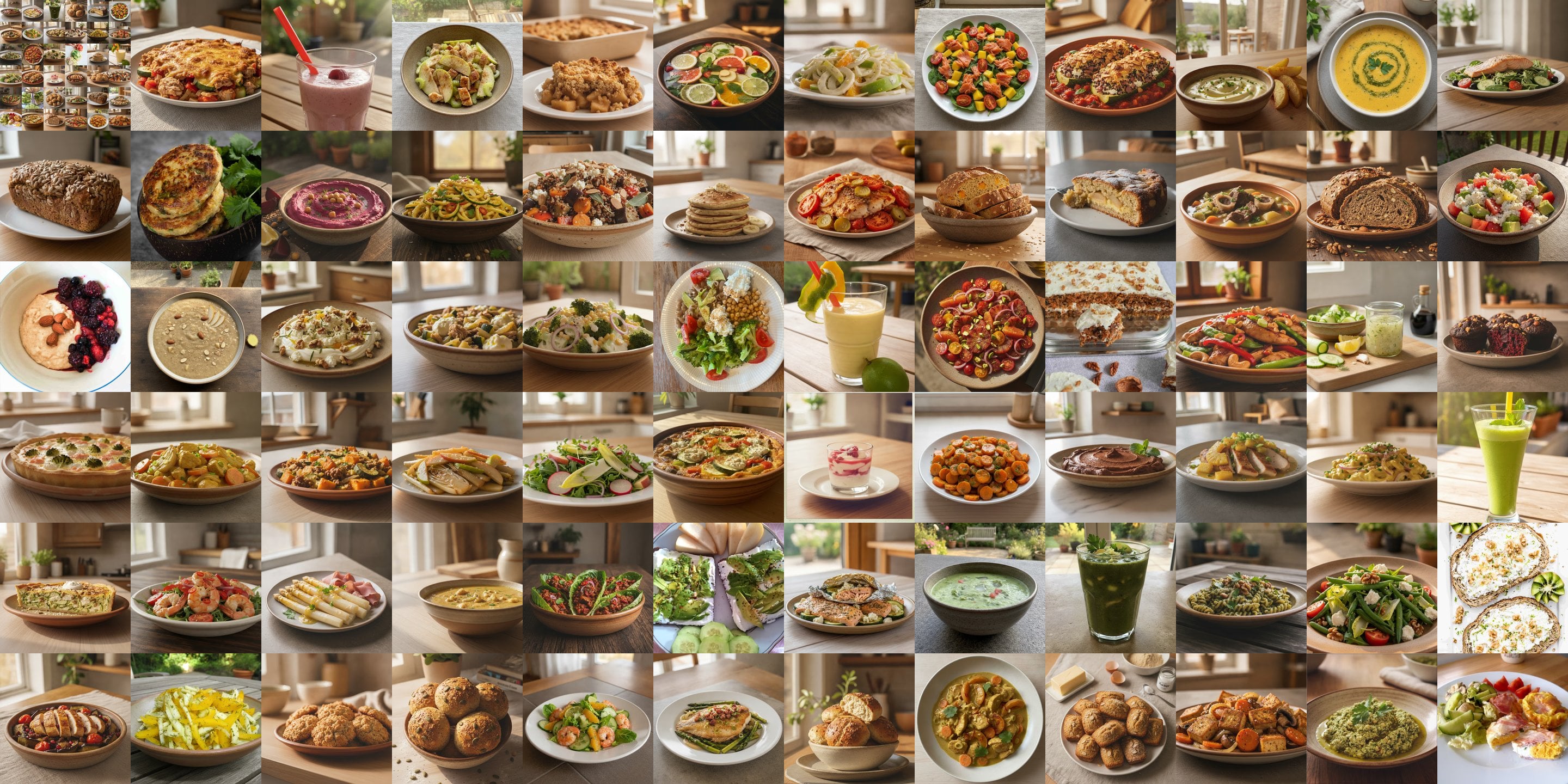 Collage aus 72 Rezeptbildern von Mein Ernährungsberater und eatmondo